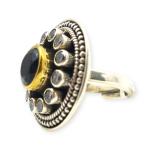 Ladies Cocktail 925 Sterling Silver Ring with Beautiful Black Stones